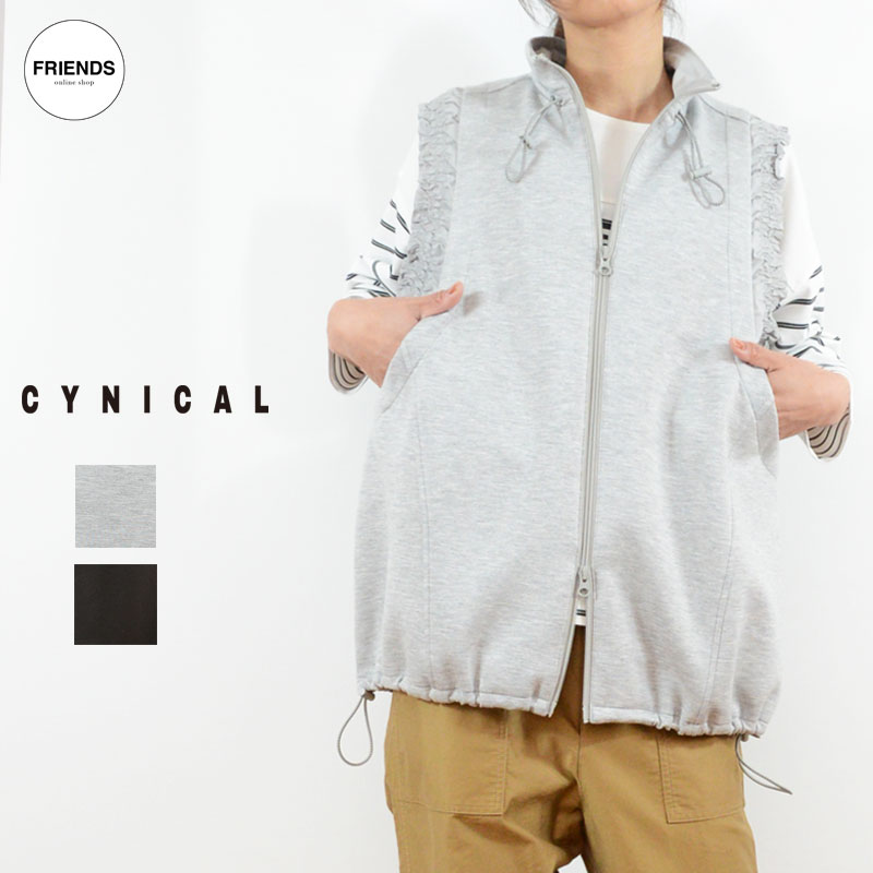 CYNICAL(シニカル) ライトダンボールギャザーベスト 61294013 カットソーベスト ベスト 羽織り 配色 重ね着 レディース 30/40/50/60代 ブランド サマー サマー SUM