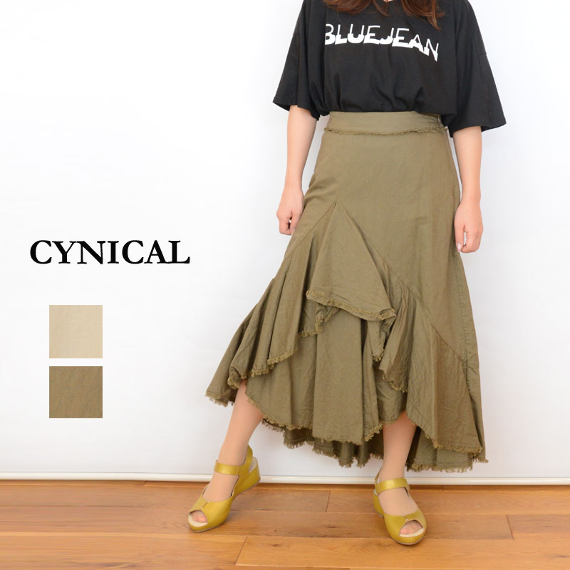 CYNICAL(シニカル)綿麻アシメスカート81296047(綿　麻　アシメ　フレアー　レディース)