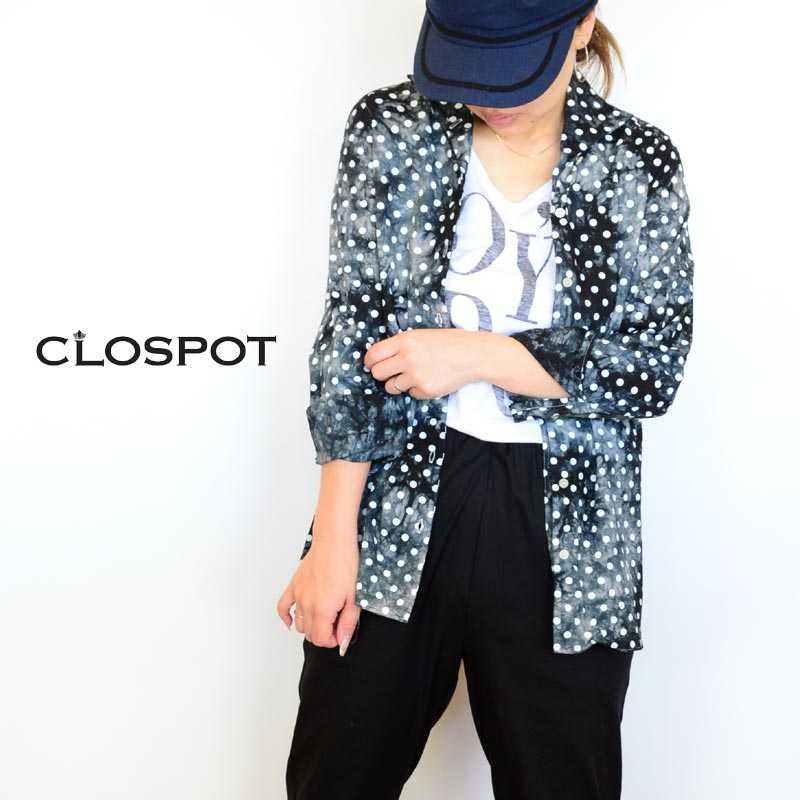 Clospot(クロスポット)ドット×ムラ染めシャツ1111-94