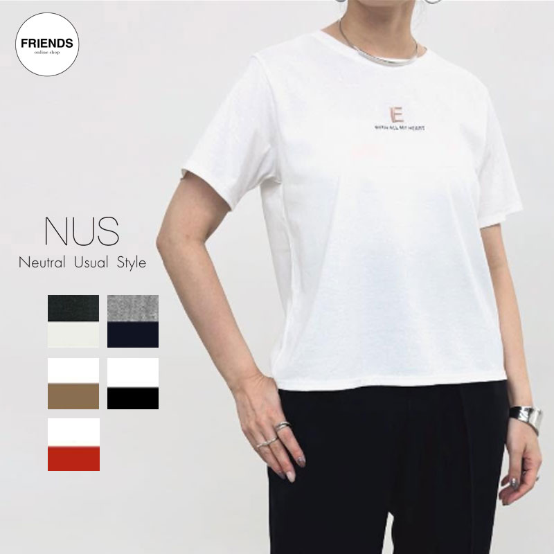 Rakuten - NUS (ヌース）イニシャルロゴコンパクトTシャツ 61035023　 コンパクトTシャツ ロゴTシャツ Tee Tシャツ 半袖Tシャツ 機能性素材 レディース 30/40/50/60代 ブランド サマー サマー SUM