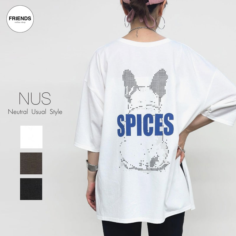 NUS (ヌース）2WAYイラストロゴビッグT 61035036 イラストTシャツ ロゴTシャツ Tee Tシャツ 半袖Tシャツ ビッグTシャツ 機能性素材 レディース 30/40/50/60代 ブランド サマー サマー SUM