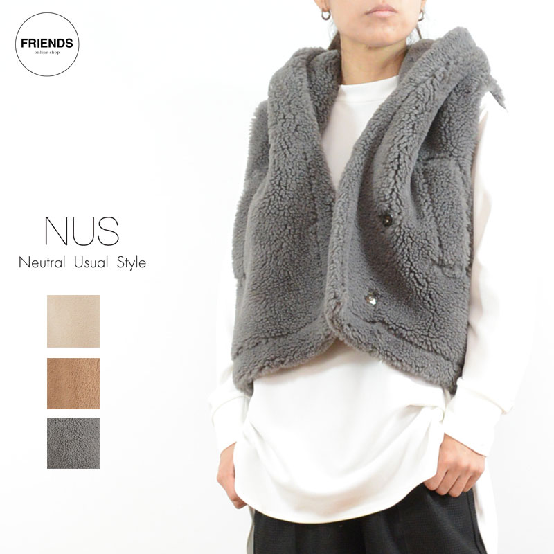 nus(ヌース) ボアフーディーベスト 55234507 ボアベスト フーディーベスト ゆったり ボア ベスト ベスト サイズ38 30/40/50/60代 大人の女性 レディースのサムネイル