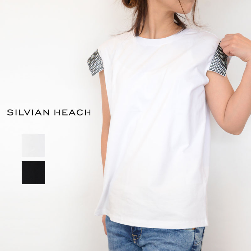 【送料無料】SILVIAN HEACH(シルビアンヘッチ)袖スパンコールTシャツ(スパンコール　インポート　ホワイト　ブラック　レディース)PGP20390