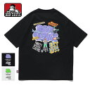 【11%OFF】【メール便送料無料】 BEN DAVIS ベンデイビス OVERLAP TEE オーバーラップ Tシャツ / メンズ クルーネック 半袖Tシャツ バックプリント ゴリラ 胸ワンポイント グラフィティー 綿 コットン100% ヘビーウェイト C-24580018 父の日 ギフト