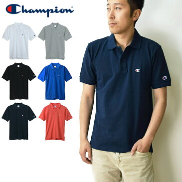 【6/16(火)11時59分まで！22％OFF】【メール便送料無料】 Champion チャンピオン メンズ ポロシャツ ワンポイントロゴ/半袖ポロシャツ 鹿の子ポロシャツ カノコ コットン100％ 綿100％ 胸ロゴ 袖ロゴ 刺繍 C3-F356 父の日ギフト 【3】