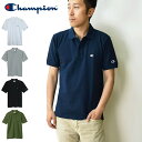 【7/26(月)13時59分まで！15％OFF】【メール便送料無料】 Champion チャンピオン メンズ ポロシャツ ワンポイントロゴ / 半袖ポロシャツ 鹿の子ポロシャツ カノコ コットン100％ 綿100％ 胸ロゴ 袖ロゴ 刺繍 C3-F356 父の日 ギフト 【3】