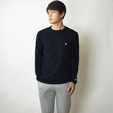 【12%OFF】【メール便送料無料】 Champion チャンピオン ロングスリーブTシャツ /ワンポイントロゴ刺繍 長袖Tシャツ ロンT 無地Tシャツ メンズ レディース 男性用 コットン100% C3-P401 【2】