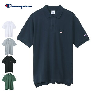 【5/16(火)12時59分まで！14％OFF】【メール便送料無料】 Champion チャンピオン メンズ ポロシャツ ワンポイントロゴ (2023年春夏新作) / 半袖ポロシャツ 鹿の子ポロシャツ カノコ コットン 綿100％ 胸ロゴ 袖ロゴ 刺繍 C3-X355 父の日 ギフト