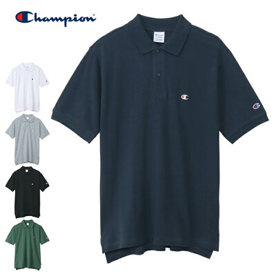 【スーパーSALE!14%OFF】【メール便送料無料】 Champion チャンピオン メンズ ポロシャツ ワンポイントロゴ (2023年春夏新作) / 半袖ポロシャツ 鹿の子ポロシャツ カノコ コットン 綿100% 胸ロゴ 袖ロゴ 刺繍 C3-X355 父の日 ギフト