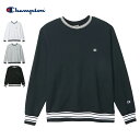 チャンピオン トレーナー メンズ 【4/30(火)14時59分まで！15％OFF】【メール便送料無料】 Champion チャンピオン メンズ クルーネックスウェットシャツ ラインリブ 裏毛(裏パイル) 23FW / トレーナー ワンポイントロゴ 単色Cロゴ リブライン ボーダー 綿 コットンUSA 男性用 (C3-Y036)