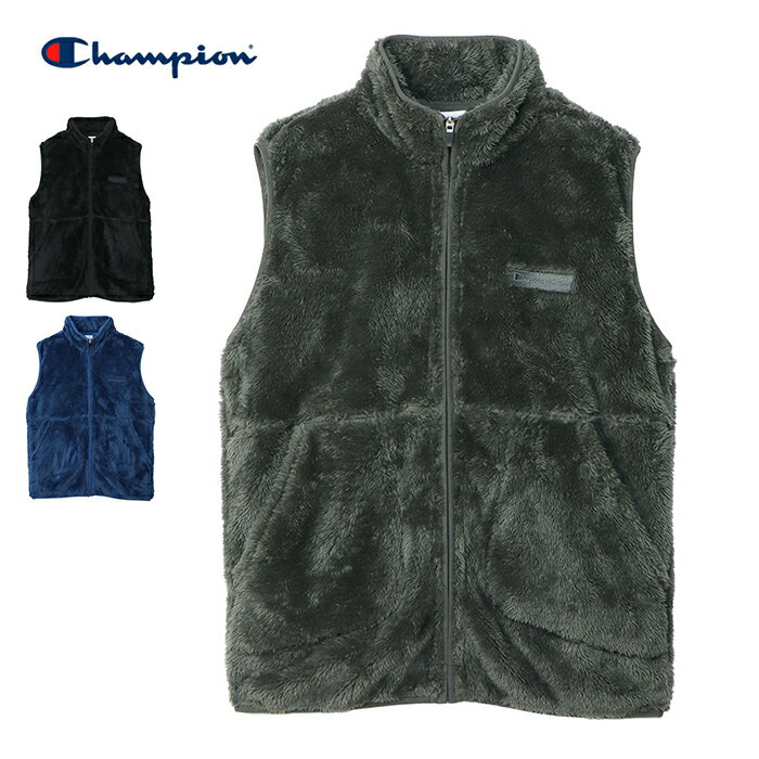 【15％OFF】 Champion チャンピオン シェルパフリースベスト 23FW / メンズ ジップベスト ボアフリース ジップアップベスト ワンポイントロゴ 男性用 ルームウェア 部屋着 ふわふわボア 抗菌消…