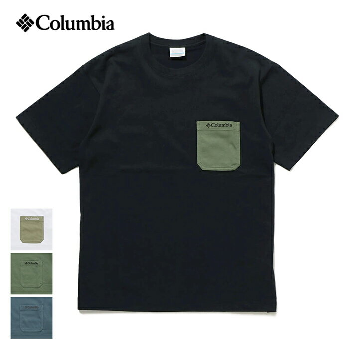 コロンビア Tシャツ メンズ 【11％OFF】【メール便送料無料】 COLUMBIA コロンビア ヤングストリートショートスリーブクルーTシャツ / メンズ クルーネック ポケットTシャツ ワンポイントロゴ刺繍 ポケット付き半袖Tシャツ 紫外線防止 UVカット 日焼け防止 キャンプ フェス アウトドア PM0642