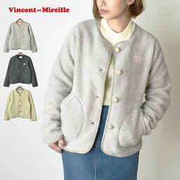 ヴァンソンエミレイユ ノーカラージャケット レディース 【16％OFF】Vincent et Mireille ヴァンソン エ ミレイユ ボアカーディガン (2023年秋冬モデル) (VM232KB25110) / レディース メンズ ノーカラージャケット フロントボタン 胸ロゴワッペン 女性用 アウター ボアフリース バンソンエミレイユ ギフト クリスマス