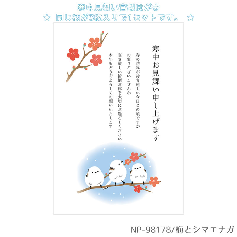 寒中はがき 3枚入り 官製はがき 切手付き 寒中見舞い 年賀ご挨拶 年賀状返礼 シマ...