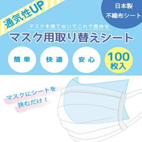 マスクシート　マスク用取り替えシート100枚入り　日本製　国産　使い捨て 不織布フィルター マスクフィルター インナーシート　とりかえシート 注・マスクは付属しません。