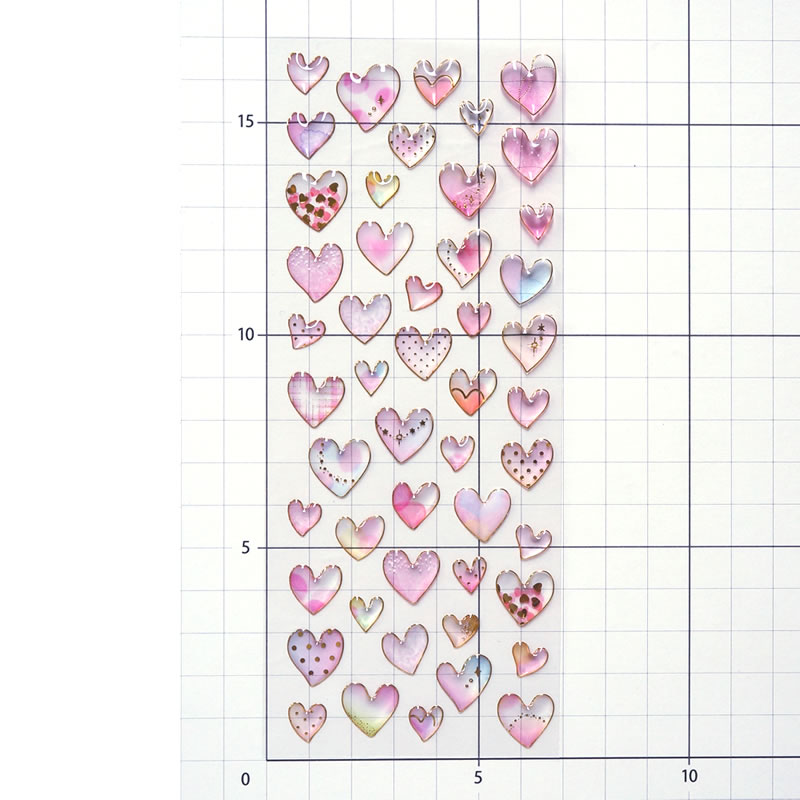 ふち箔クリアドロップシール ハート ピンク ぷっくり 立体 エポキシ コレクション ...