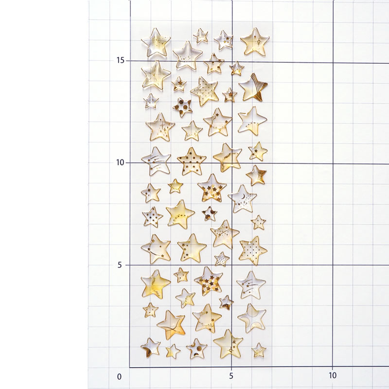 ふち箔クリアドロップシール 星 ゴールド ぷっくり 立体 エポキシ コレクション デ...