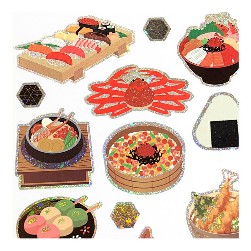 日本の伝統シリーズ　和柄ホログラムシール 「日本食」 日本モチーフ ステッカー ...