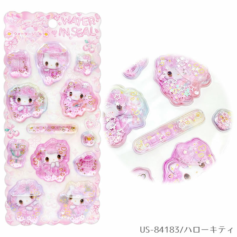 【予約販売／7月上～中旬発送予定】サンリオキャラクターズ×飴ノ森ふみか コラボ ウォーターシール ハローキティ シナモロール マイメロディ クロミ 立体シール キラキラ ラメ スパンコール入り かわいい◆ノベルティプレゼント対象【メーカー公式／クローズピン】