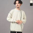 楽天CLOTHES UNIT▲送料無料▲ 【ハンドステッチクルーネックニット】ニット メンズ セーター ハンドステッチ ビッグシルエット ドロップショルダー クルーネック アシメ ゆるカジ ストリート モード 韓国 aa-2849