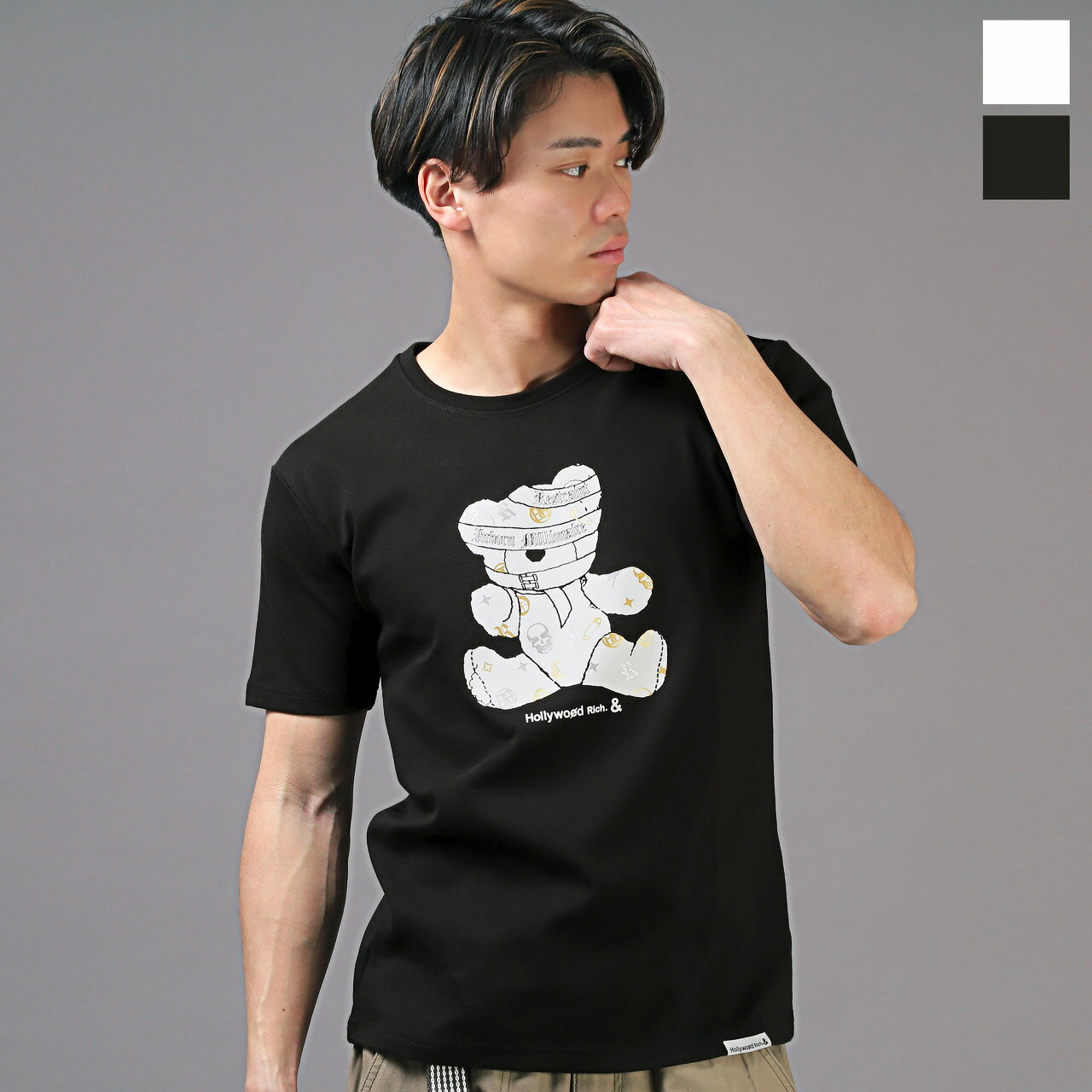 乐天商城 - 【送料無料】Tシャツ 半袖 トップス メンズ レディース 夏 サマー クルーネック プリント バックプリント ベアー パンクベア シンプル モノトーン 白黒 aa-3067