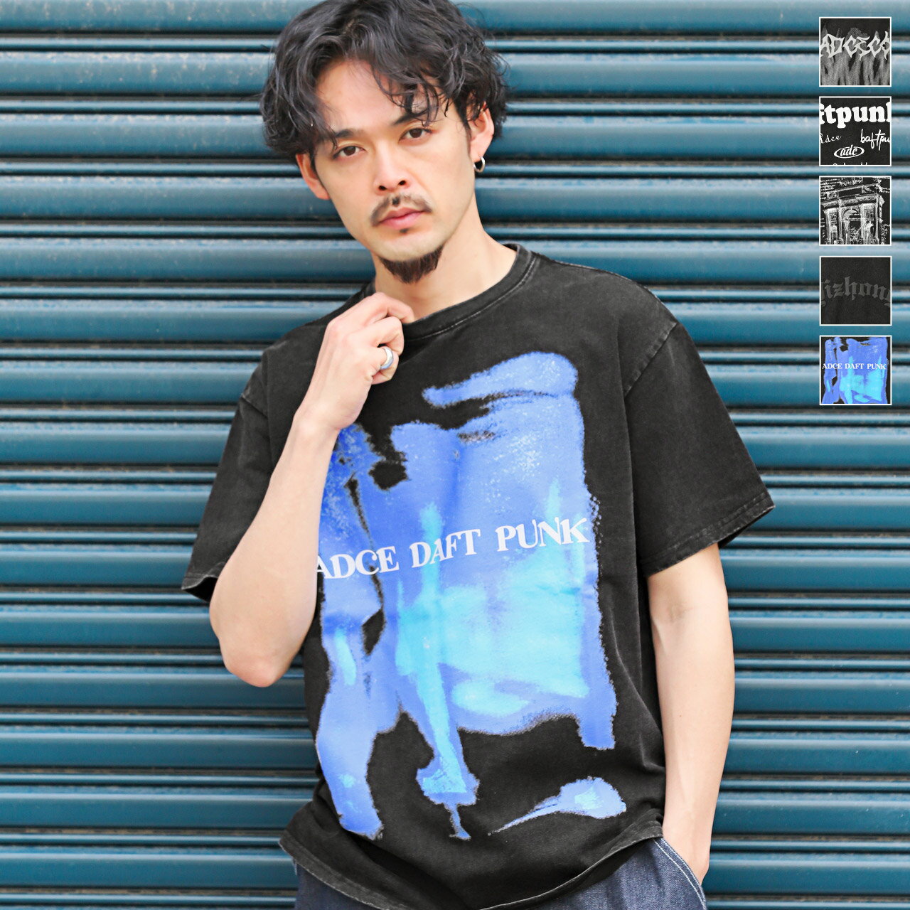 乐天商城 - グラフィックプリントTシャツ 半袖 メンズ レディース 春 夏 ヴィンテージ風 色落ち加工 トップス クルーネック 綿100％ ロゴ 落書き風 バックプリント 十字架 ブラック M L aa-3113