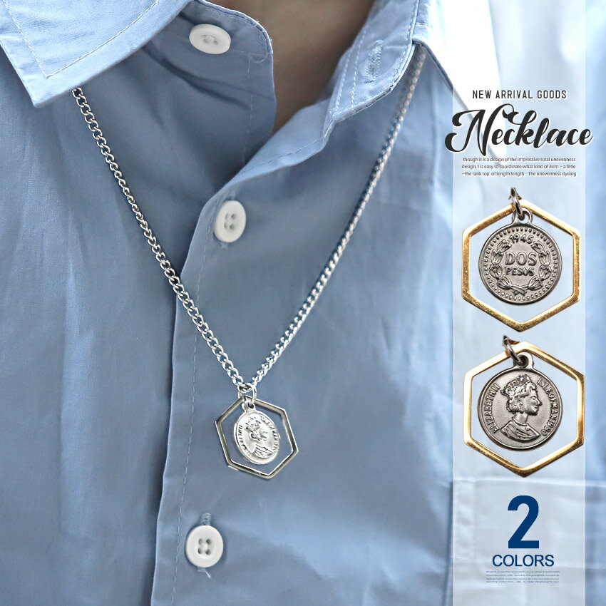 ▲メール便対象▲ ネックレス メンズ コイン アクセサリー チェーン ロング【コインネックレス】BITTER ..