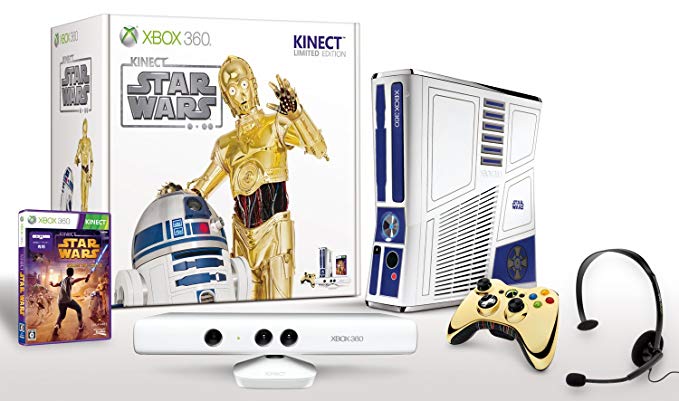 「Xbox 360 320GB Kinect スター・ウォーズ リミテッド エディション」は、「Kinect スター・ウォーズ」発売を記念した数量限定商品です。Kinect 同梱本体商品では初となる限定版の本商品には、スター・ウォーズ ファンの心をくすぐるアイテムがぎっしりとつまっています。まさにスター・ウォーズ ファン必携、マイクロソフトとLucus Arts のコラボレーションが生んだ限定コレクターズ アイテムです。 【主な特徴】 ・ここでしか手に入らない限定アイテム R2-D2 をイメージしたデザインが施された本体には、カスタム サウンド エフェクトを搭載。また、スター・ウォーズの世界観にマッチするホワイトカラーの Kinect センサー、C-3PO をイメージしたゴールドカラーのワイヤレス コントローラー SE、そして『Kinect スター・ウォーズ』ゲームソフトなどを同梱します。 ・『Kinect スター・ウォーズ』がすぐに楽しめる このワンセットを購入してすぐに『Kinect スター・ウォーズ』を遊ぶことができます。スター・ウォーズの世界に入り込んで、映画に登場するいろいろなシーンやアクションをカラダ全身で体験しましょう。 ・大容量 320GB ハードディスク搭載 搭載されるハードディスクは Xbox 360 本体製品で最大となる 320GB。Xbox LIVE マーケット プレースからダウンロードするさまざまなエンターテイメント コンテンツをたっぷり保存でき、Xbox 360 の世界を余すところなく楽しむことができます。 ■同梱内容物■ ・ Xbox 360 S 本体( Kinect スター・ウォーズ リミテッド エディション) ・ Xbox 360 ハードディスク( 内蔵 320GB) ・ Xbox 360 Kinect センサー( ホワイト) ・『 Kinect スター・ウォーズ』 ゲームソフト ・『 Kinect アドベンチャー!』 ゲームソフト ・ 限定「R2-D2」、「C-3PO」オリジナルポスター ・ Xbox 360 ワイヤレス コントローラー SE(Kinect スター・ウォーズ リミテッド エディション) ・ Xbox 360 ヘッドセット( リキッド ブラック) ・ Xbox 360 コンポジット AV ケーブル ・ AC アダプター ・ 単3形乾電池2個(試供品) ・ 取扱説明書 【特典内容】 「スター・ウォーズ ダンスモード」でボーナスキャラ C-3PO が使用できるコード同梱 ※コードのご利用にはXbox LIVEメンバーシップへの加入が必要です。 パッケージに多少のダメージがある場合がございます。新品です。 希少商品となりますので、定価よりお値段が高い場合がございます。 販売済みの場合は速やかに在庫の更新を行っておりますが、時間差等にて先に他店舗での販売の可能性もございます。在庫切れの際はご了承下さい。 当店、海外倉庫からのお取り寄せとなる場合もあります。その場合、発送に2〜4週間前後かかる場合があります。 原則といたしまして、お客様のご都合によるキャンセルはお断りさせていただいております。 ただし、金額のケタの読み間違いなども加味し、12時間以内であればキャンセルを受け付けております。 ※万が一、メーカーもしくは店舗などに在庫が無い場合、誠に申し訳ありませんがキャンセルさせて頂きます。何卒、ご理解いただきますようよろしくお願いいたします。 お客様による金額の間違いが多発しております。金額をよくご確認の上、ご注文よろしくお願いいたします。 当店は在庫数1点のみのため、交換はできません。初期不良はメーカーにご相談願います。