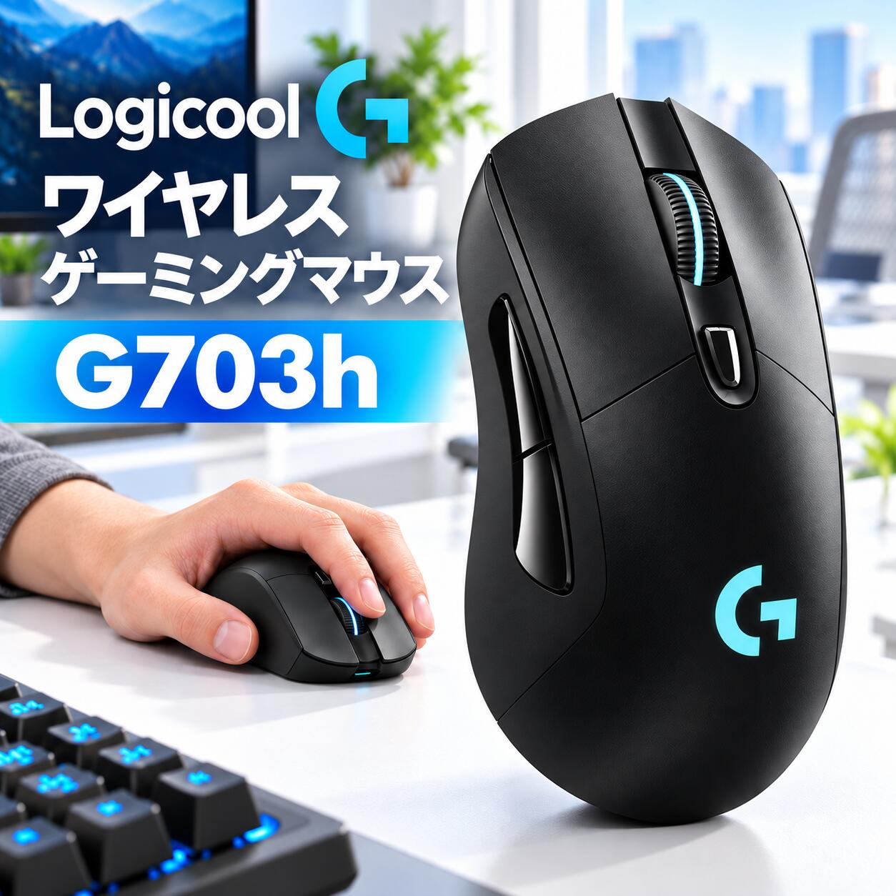 ＼お買い物マラソン★ポイント最大29.5倍／【送料無料】ロジクール G ワイヤレス ゲーミングマウス G703h LIGHTSPEED HERO 25Kセンサー エルゴノミクス LIGHTSYNC RGB POWERPLAY 無線 充電 対応 ゲーミング マウス 充電式 無線 Logicool G マウス logicool マウス 国内正規品