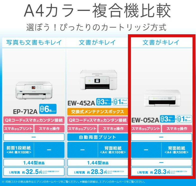 エプソン プリンター Ew 052a 複合機 コピー機 インクジェット複合機 インクジェットプリンター スマホ対応 無線lan コピー機能 スキャナー機能 Epson Ew052a カラリオ プリンタ 新品本物