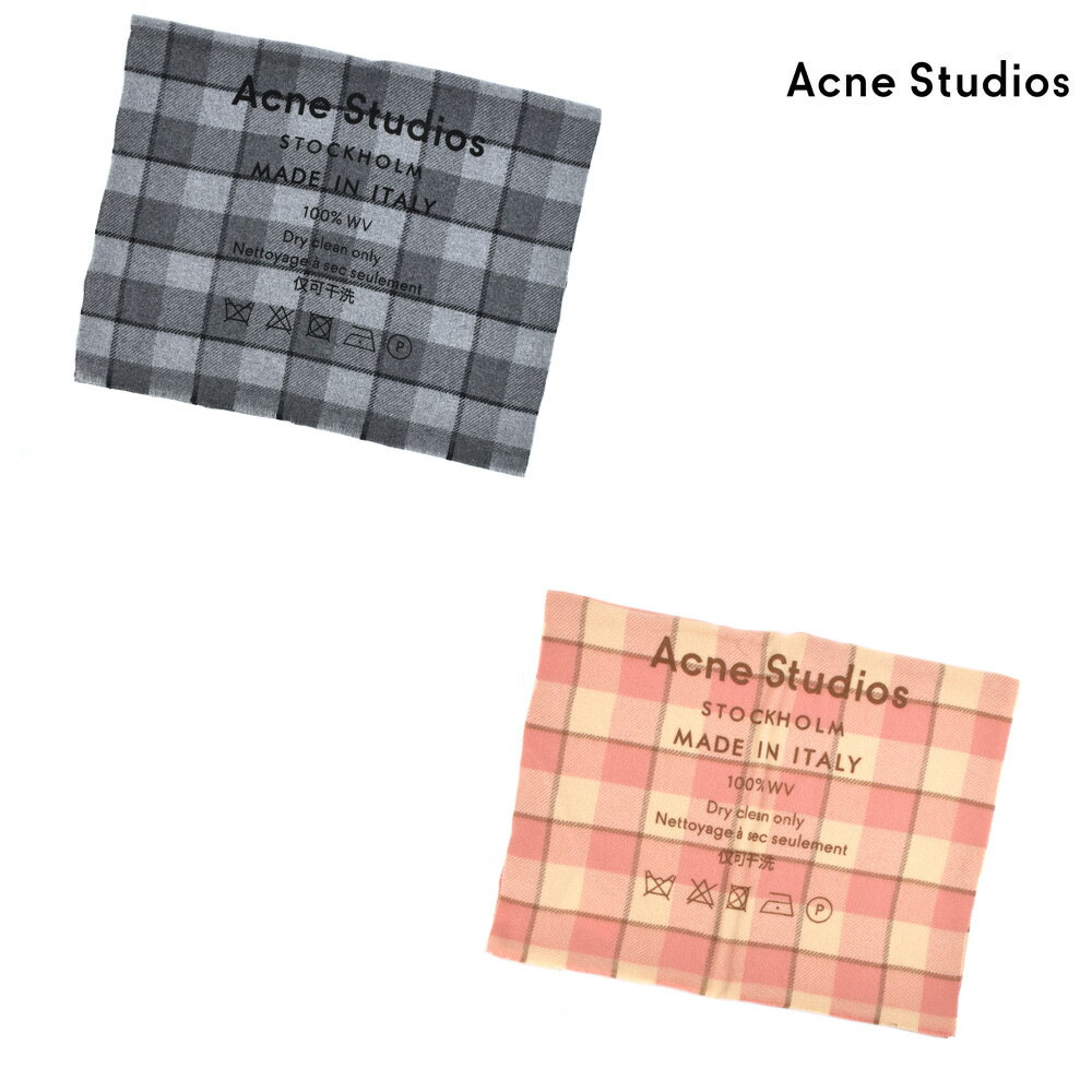 アクネストゥディオズ Acne Studios SCARF GRAY/BLACK WHEAT BEIGE/PINK 大判ストール ロゴチェック スカーフ ストール グレー ブラック ベージュ ピンク レディース【送料無料】