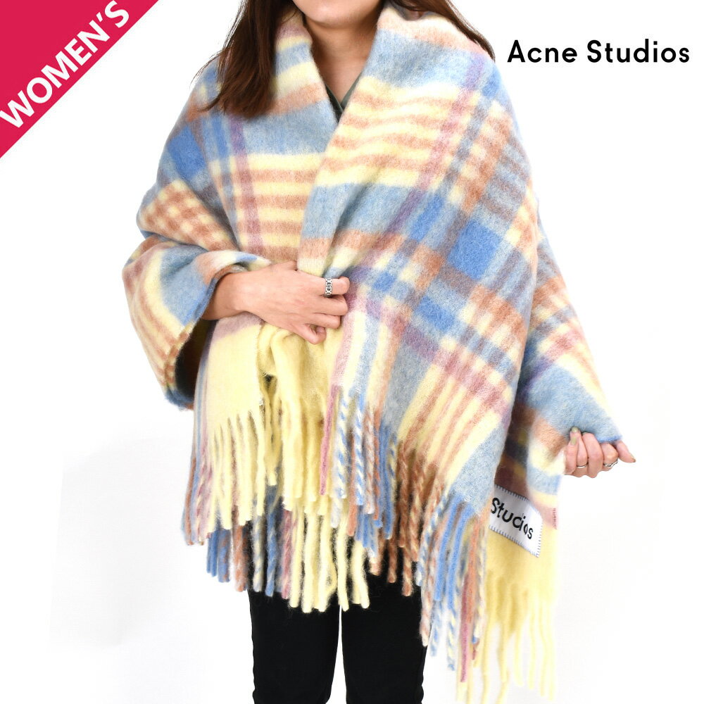 アクネストゥディオズ ストール レディース 大判ストール ブランケット ホワイト ブルー Acne Studios TARTAN CHECK BLANKET【送料無料】