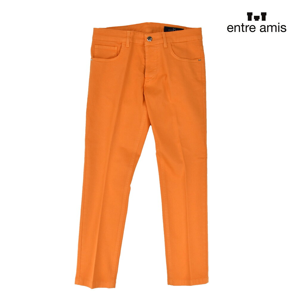 アントレアミ コットンパンツ ストレッチ ボトムス カラーパンツ オレンジ メンズ entre amis 8177/449L17 702 GAGA ORANGE