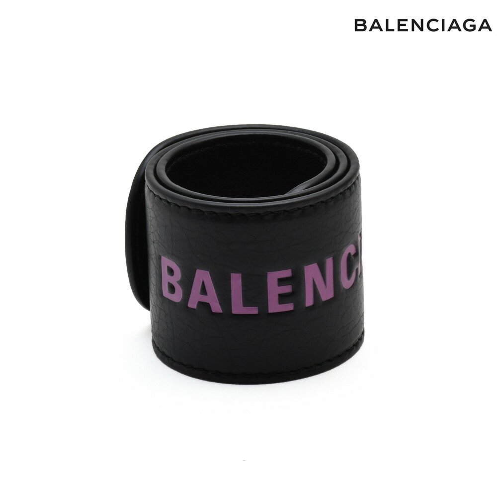 バレンシアガ ロゴ レザー ブレスレット レディース バングル リストバンド ブラック 黒 BALENCIAGA BRACELET CYCLE【送料無料】