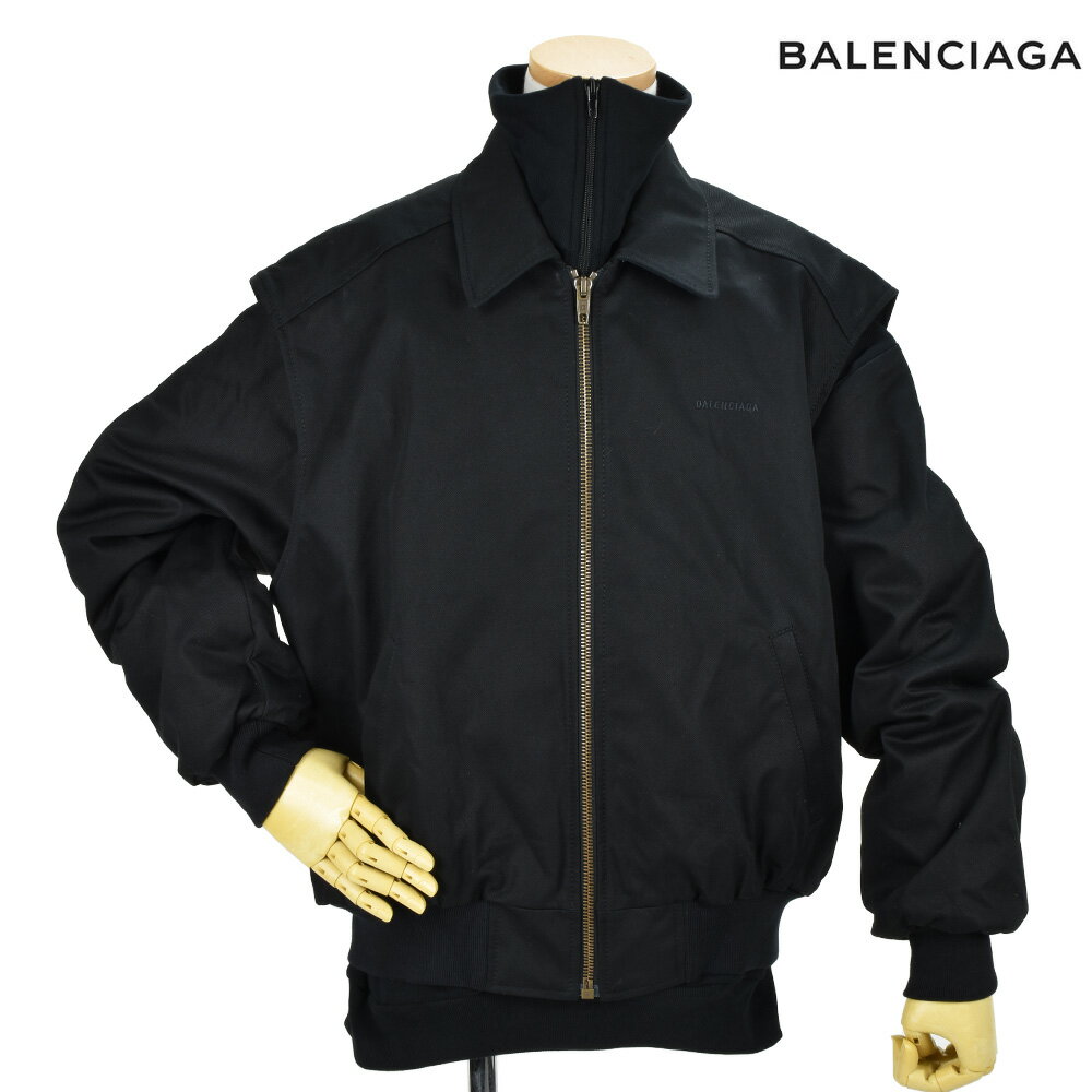 バレンシアガ ツインセット ジップアップ ブルゾン メンズ ベスト ニット スウェット ブラック 黒 BALENCIAGA 556233 TDP11/1000 TWINSET BLOUSON【送料無料】