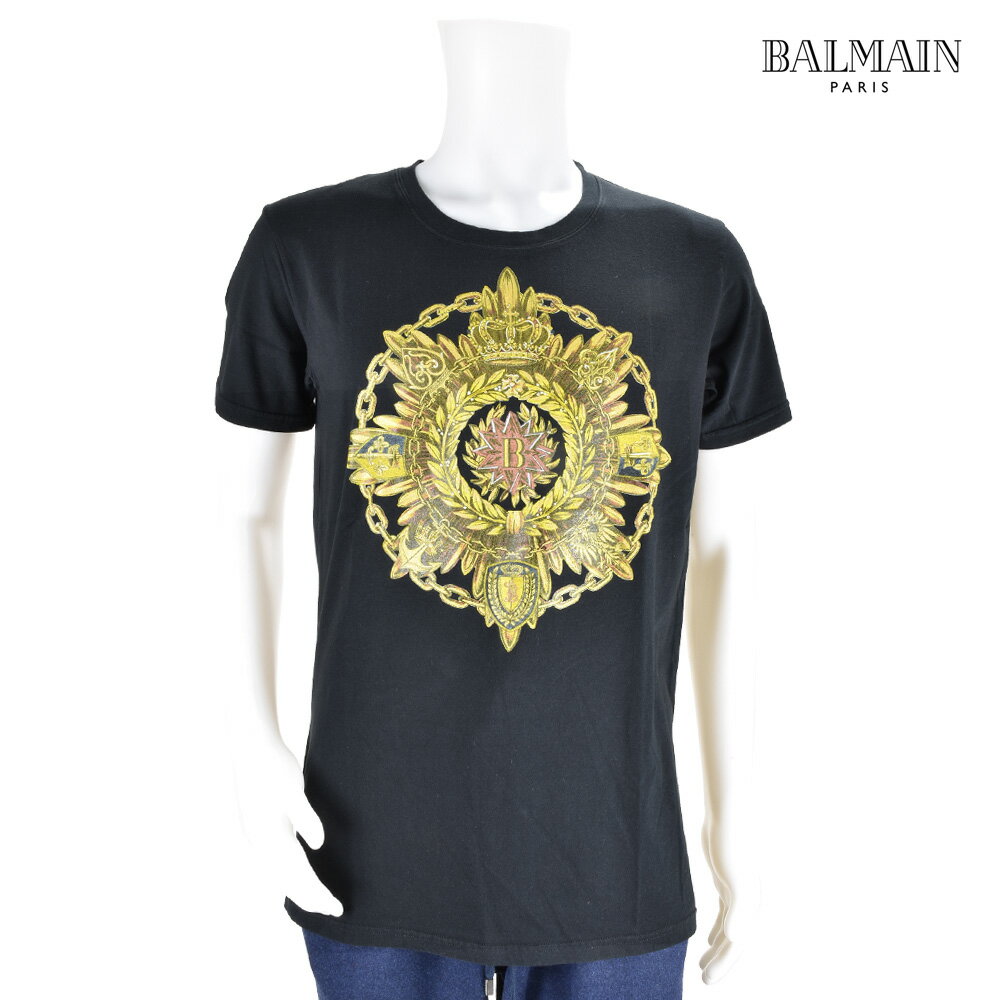 Хޥ BALMAIN W6HJ601 I006/NOIR T-SHIET NOIR[c-17]