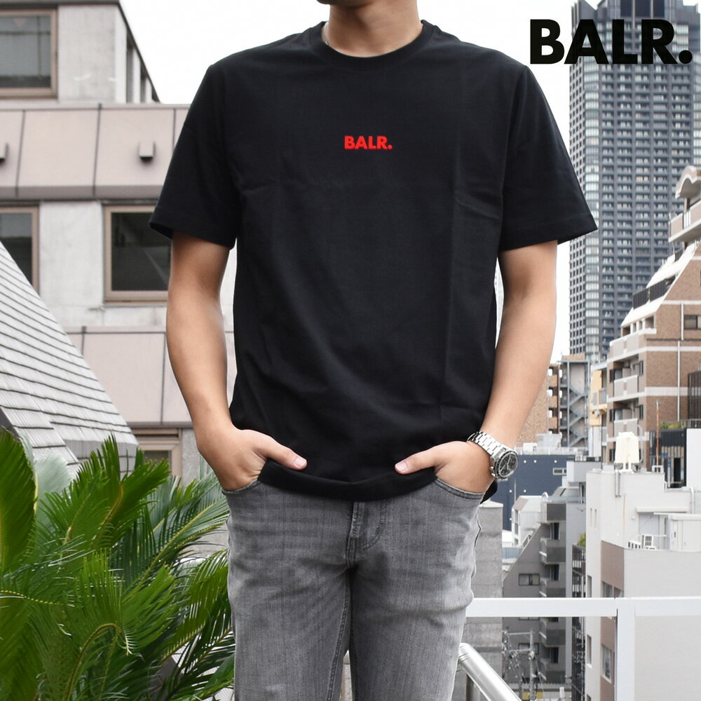 Rakuten - 【楽天スーパーSALE】ボーラー Tシャツ メンズ カットソー クルーネック 半袖 ブラック 黒 BALR. OLAF STRAIGHT FIERY RED T-SHIRT JET BLACK【送料無料】