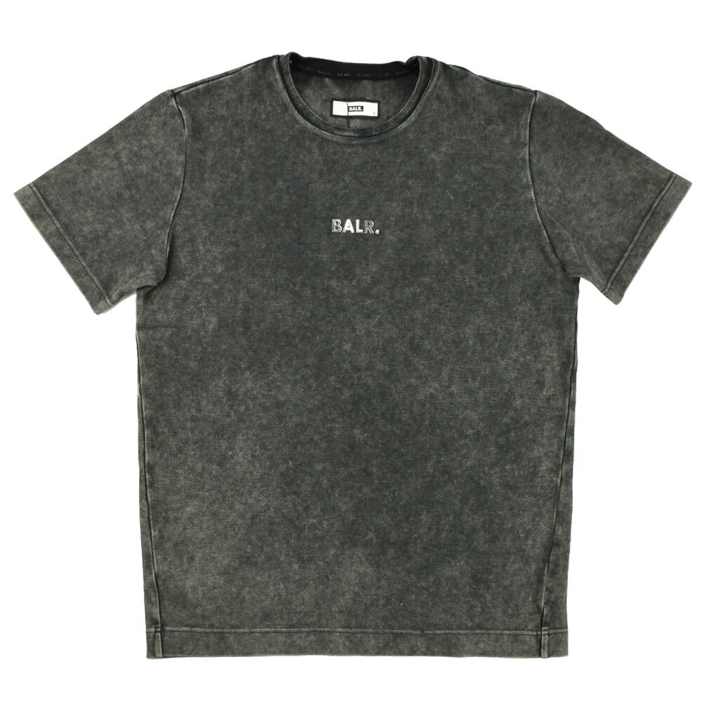 ボーラー Tシャツ メンズ カットソー クルーネック 半袖 ロゴT ロゴメタルプレート グレー ビンテージウォッシュ BALR. QSERIES STRAIGHT T-SHIRT VINTAGE WASHED【送料無料】