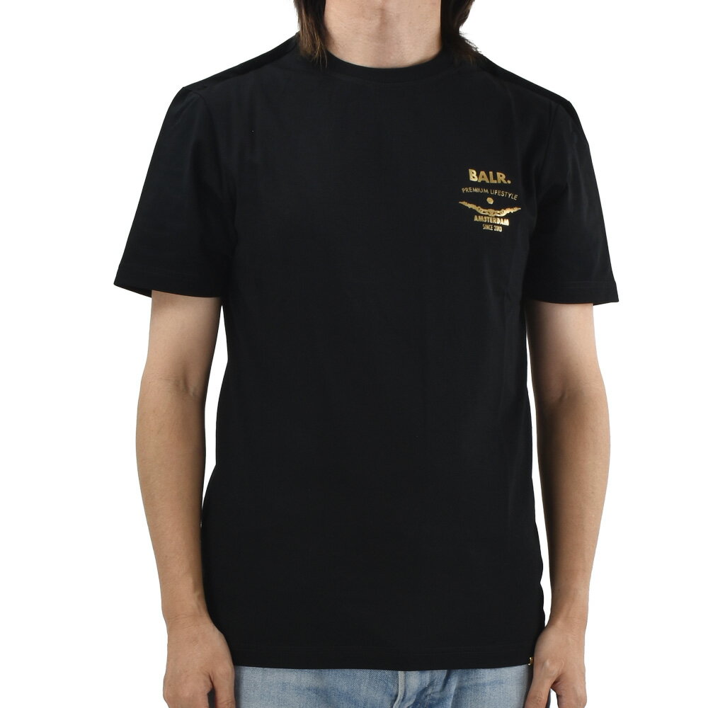 Rakuten - ボーラー BALR. Tシャツ メンズ カットソー クルーネック 半袖 ロゴT ブラック 黒 SEBASTIAN SLIM GOLD EMBLEM T-SHIRT【送料無料】