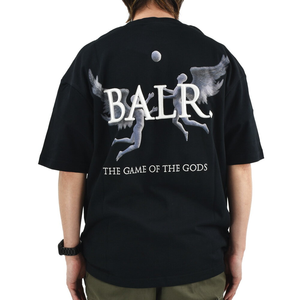 楽天クラウドモーダボーラー BALR. Tシャツ メンズ カットソー コットン 半袖 クルーネック ブラック 黒 GAME OF THE GODS BOX FIT T-SHIRT【送料無料】