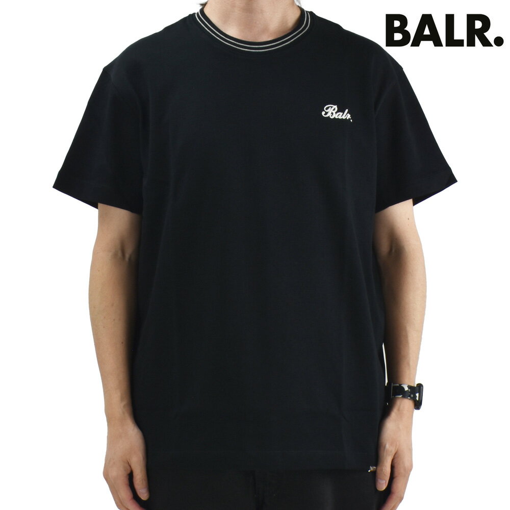 ボーラー BALR. Tシャツ メンズ カットソー コットン 半袖 クルーネック ロゴ刺繍 ジェットブラック TAPE T-SHIRT