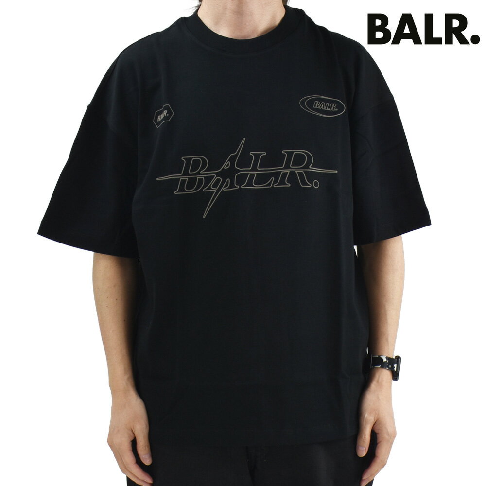 ボーラー BALR. Tシャツ メンズ カットソー コットン 半袖 クルーネック ロゴT ジェットブラック PING BOX T-SHIRT
