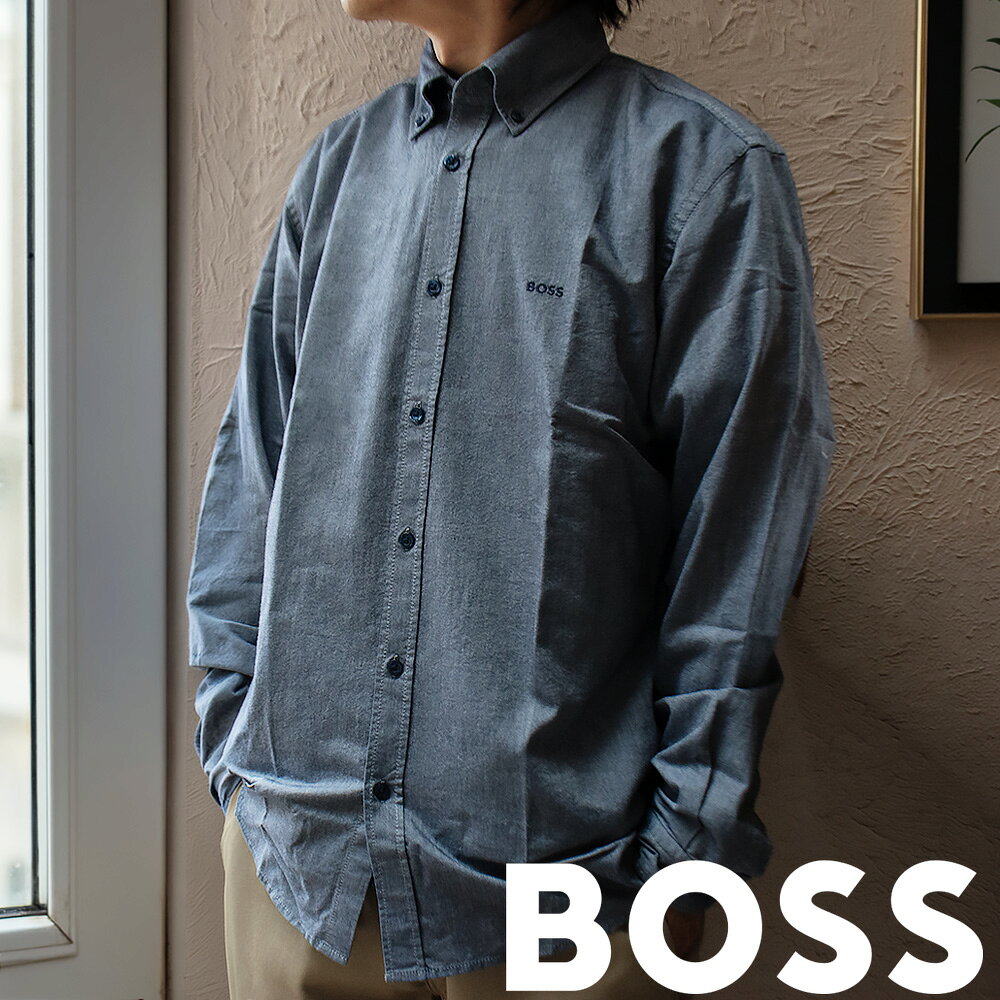 ボス BOSS シャツ メンズ レギュラーフィット ボタンダウンシャツ 長袖シャツ コットンオックスフォード ネイビー Rickert M