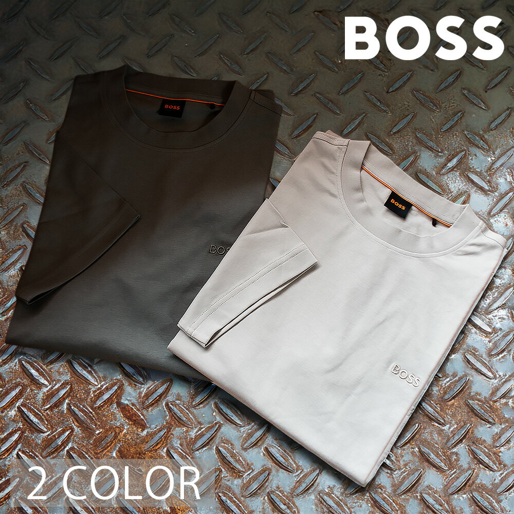 ボス BOSS Tシャツ メンズ カットソー コットンインターロック Tシャツ ロゴエンブロイダリー クルーネック 半袖 ワンポイントロゴ オープングレー グレー TE_INTERLOCK 50554790