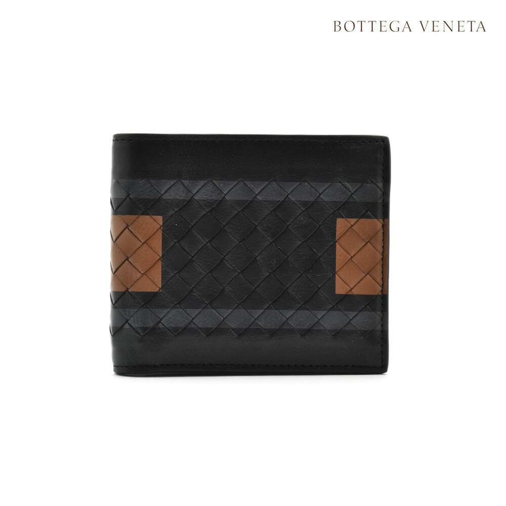 ボッテガヴェネタ 二つ折り財布 メンズ 財布 イントレチャート ブラック系 BOTTEGA VENETA 113993 VA1O2/2587 WALLET SOFTLUXE NERO CALVADOS【送料無料】