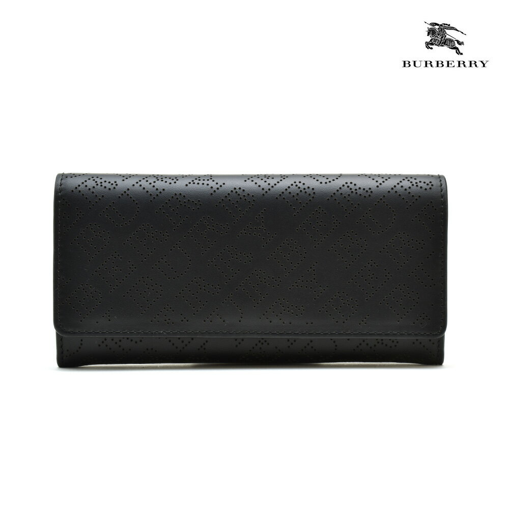 バーバリー 財布（レディース） バーバリー BURBERRY 4077960 WALLET BLACK 長財布 ロングウォレット パンチング加工 ブラック 黒 レディース【送料無料】