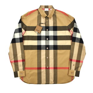 СХ꡼ ܥ󥷥  Ĺµ  å ١ ֥饦 BURBERRY CHECK STRETCH COTTON POPLIN SHIRT̵