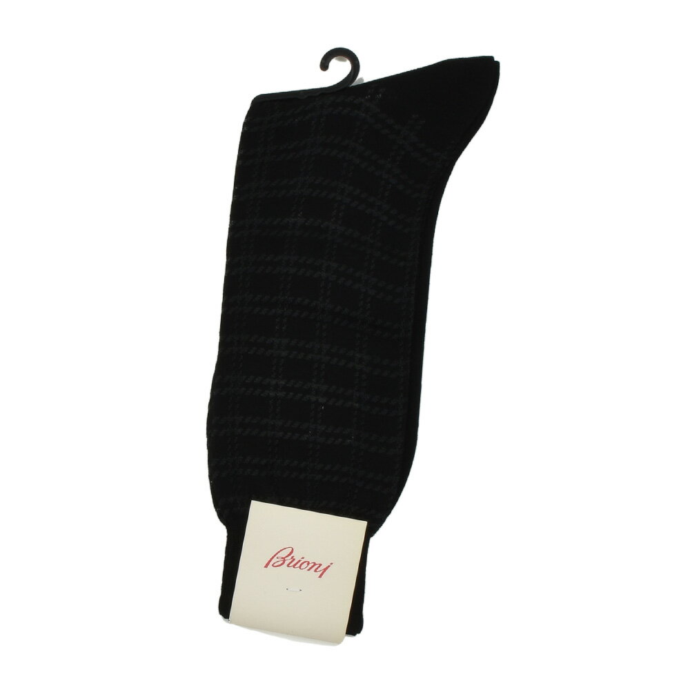 ブリオーニ 靴下 メンズ ソックス コットン シルク ブラック黒 【送料無料】
