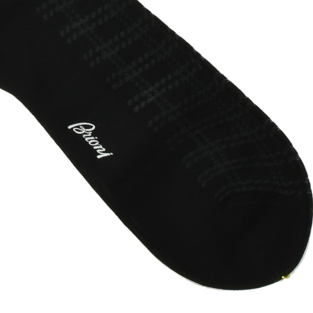 ブリオーニ 靴下 メンズ ソックス コットン シルク ブラック黒 【送料無料】