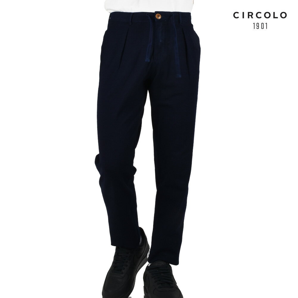 Rakuten - 【楽天スーパーSALE】チルコロ CIRCOLO1901 CN1882 INDACO トラウザー パンツ コットン ストレッチ ジャージー 2プリーツ パンツ ネイビー NAVY メンズ【送料無料】